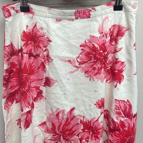 Coldwater Creek Linen Blend Floral Sequin A-Line Lined Skirt PM - Picture 2 of 16